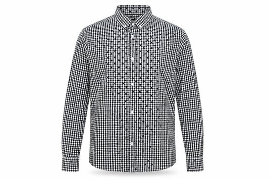 H&M Mens Black Check Cotton  Button-Up Size M Collared Button