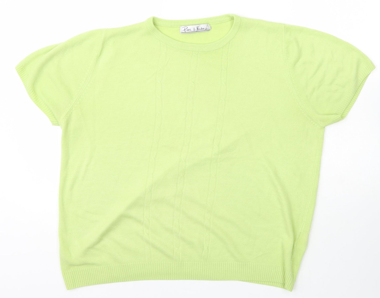 Pure & Natural Womens Green Scoop Neck  Acrylic Pullover Jumper Size M