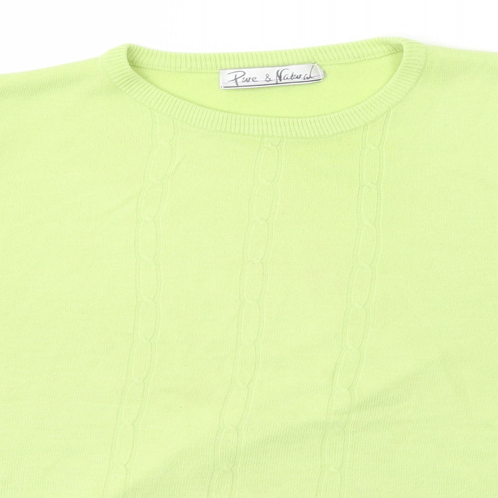 Pure & Natural Womens Green Scoop Neck  Acrylic Pullover Jumper Size M