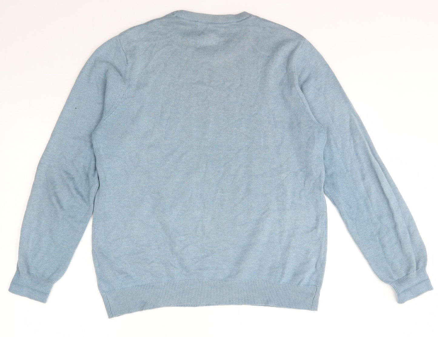 Marks and Spencer Mens Blue Crew Neck  Cotton Pullover Jumper Size S