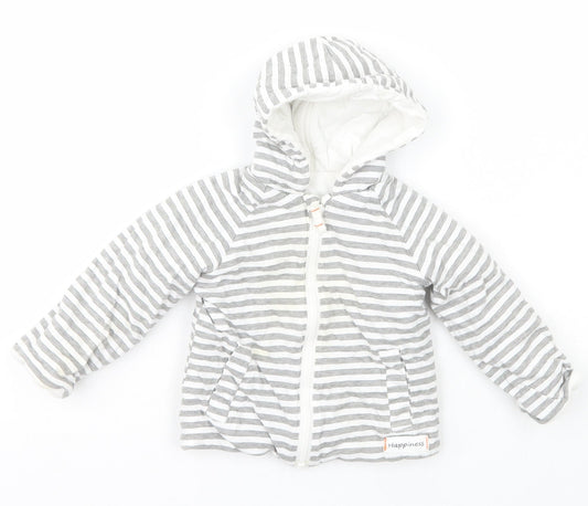 Nutmeg Baby Grey Striped  Jacket Coat Size 9-12 Months   Zip