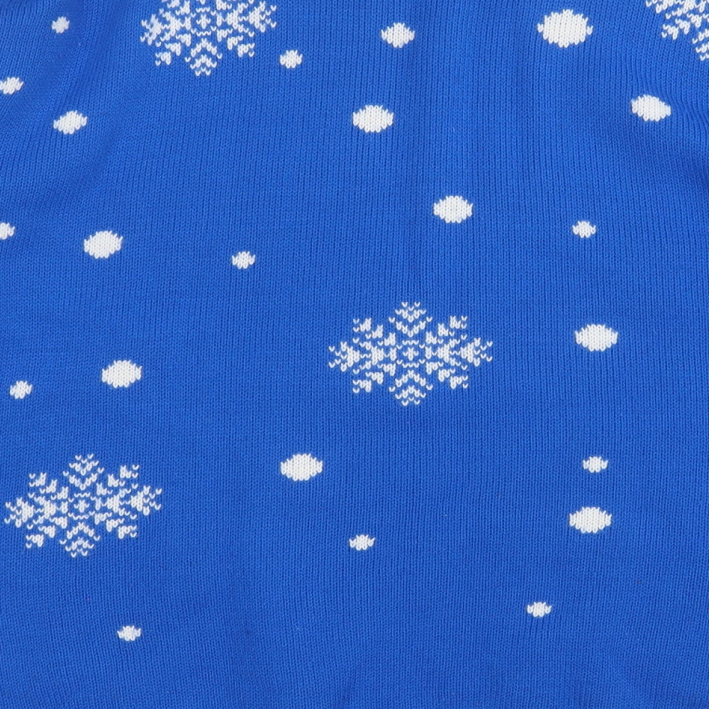 Envy Womens Blue Round Neck  Acrylic Pullover Jumper Size L   - Penguin