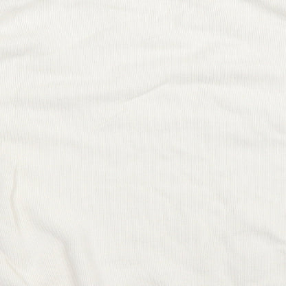 Tu Womens White Round Neck Floral Cotton Pullover Jumper Size 18