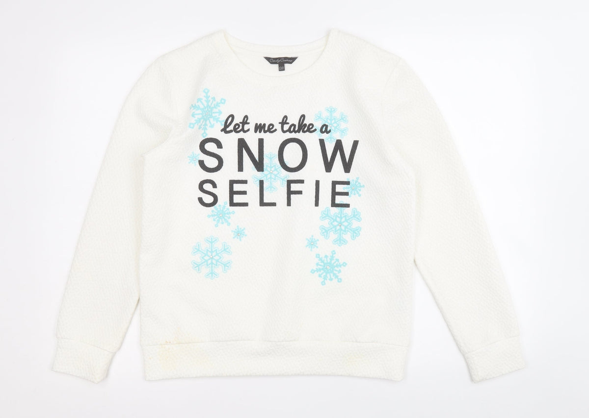 Candy Couture Girls White  Polyester Pullover Sweatshirt Size 12-13 Years   - Snow Flake
