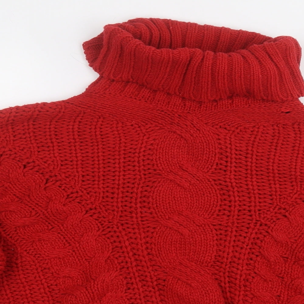 cashel Womens Red Round Neck  Acrylic Pullover Jumper Size XL