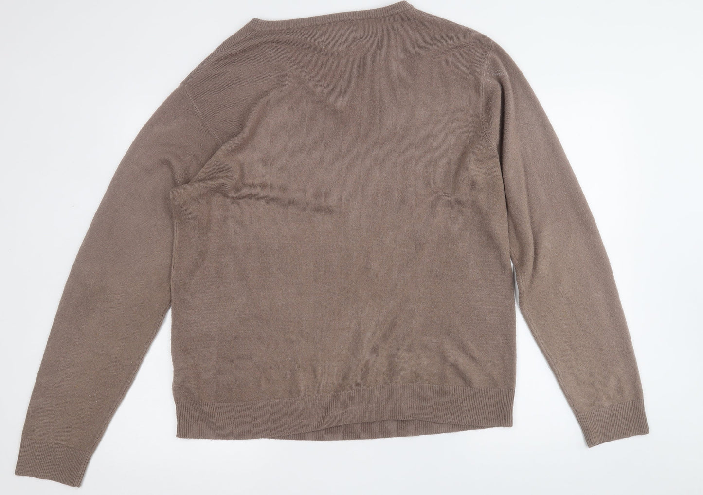 hutson harbour Mens Brown Round Neck  Acrylic Pullover Jumper Size XL