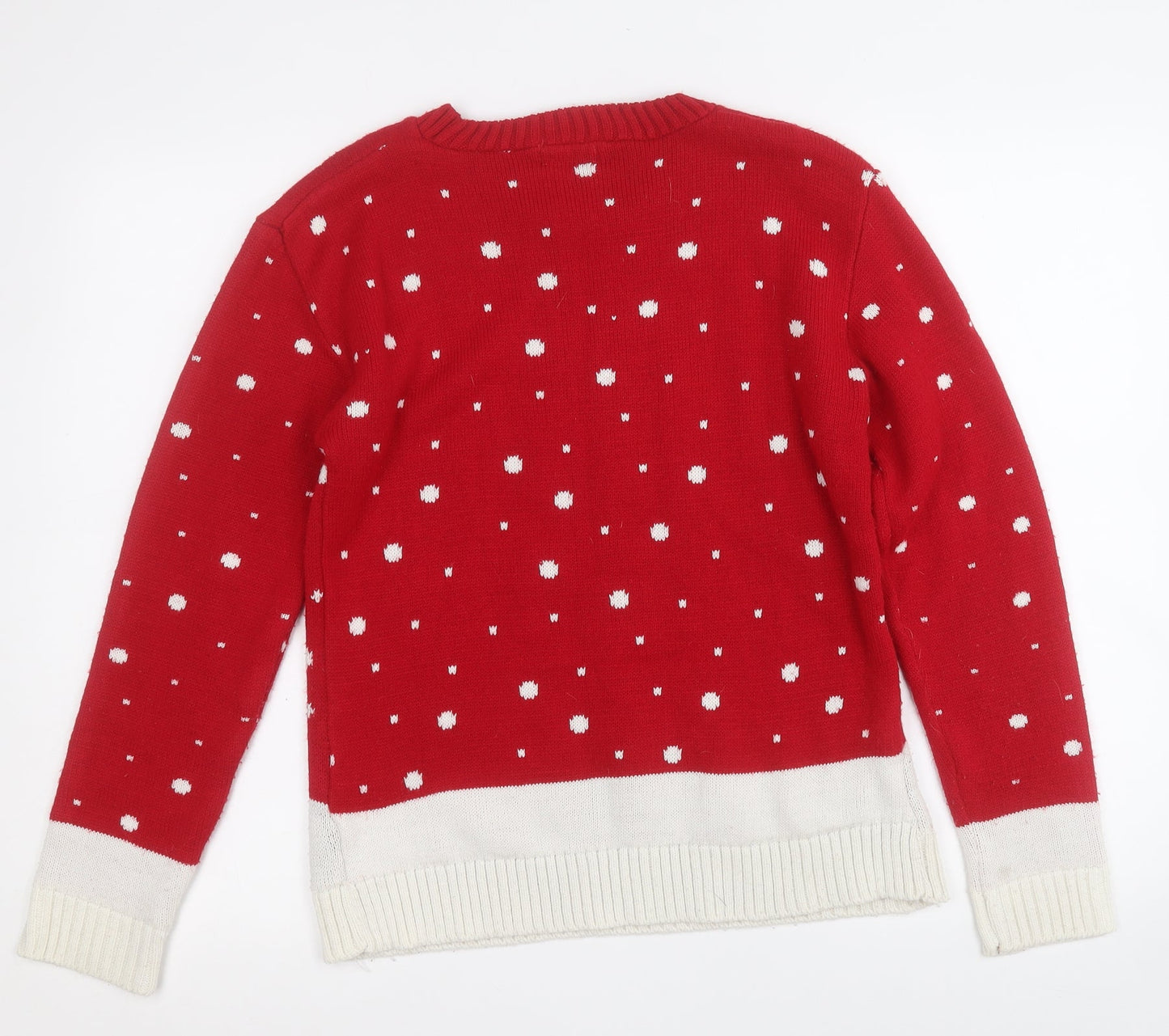Glimpse Design Womens Red Round Neck  Acrylic Pullover Jumper Size S   - Polar Bear