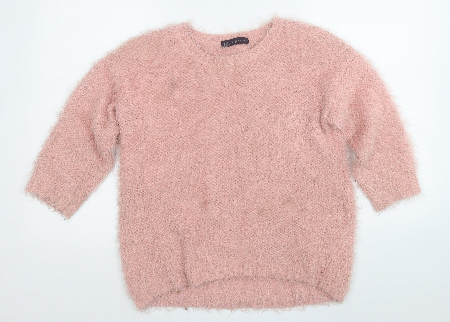 Marks and Spencer Womens Pink Round Neck  Polyester Pullover Jumper Size 10