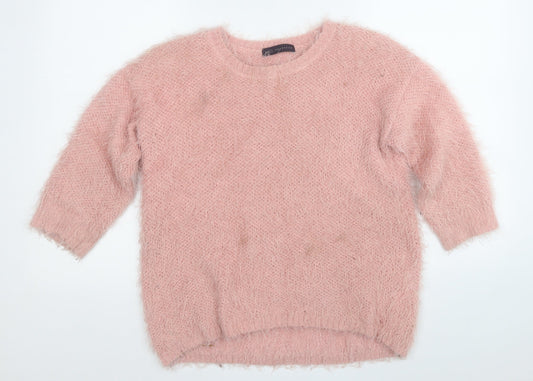 Marks and Spencer Womens Pink Round Neck  Polyester Pullover Jumper Size 10