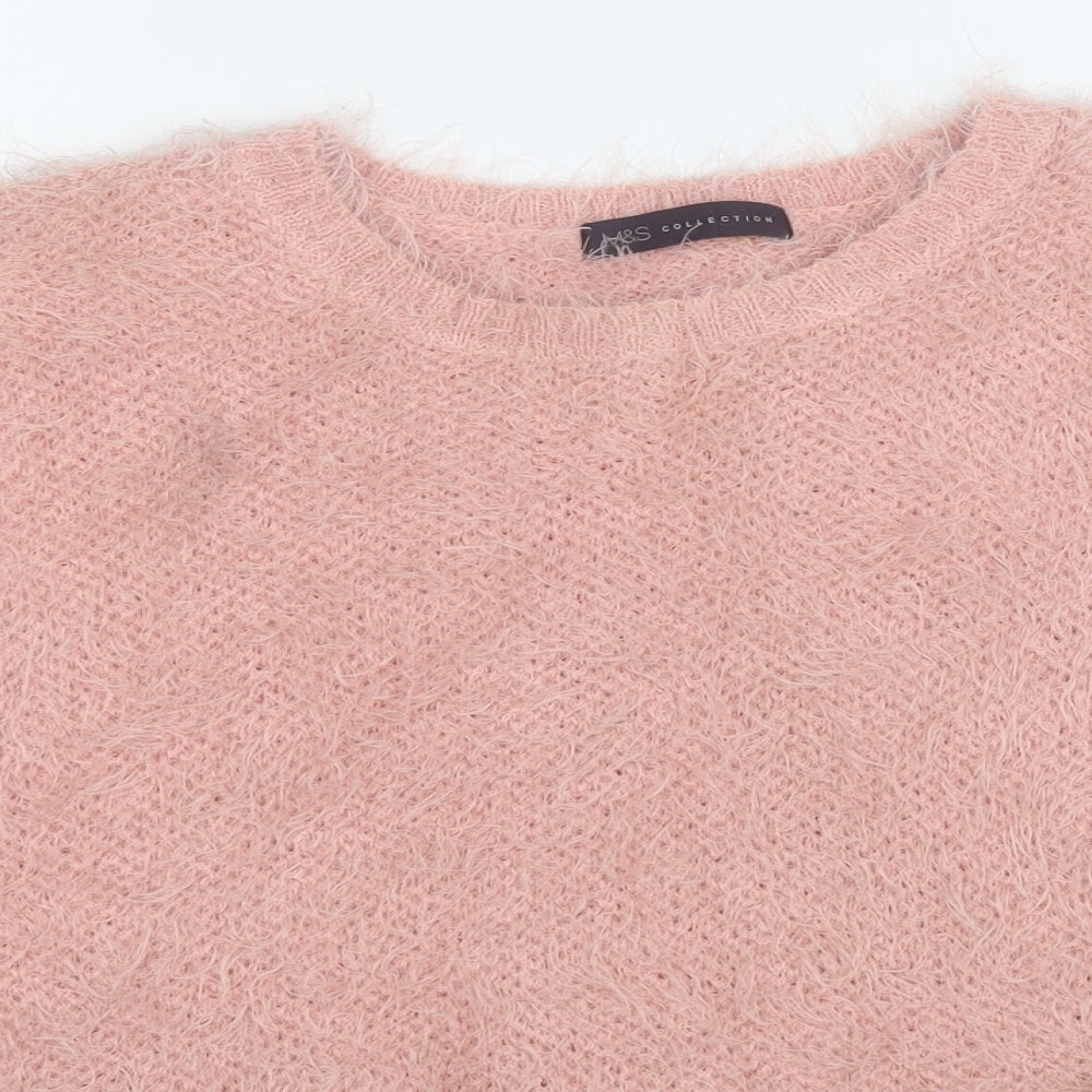 Marks and Spencer Womens Pink Round Neck  Polyester Pullover Jumper Size 10