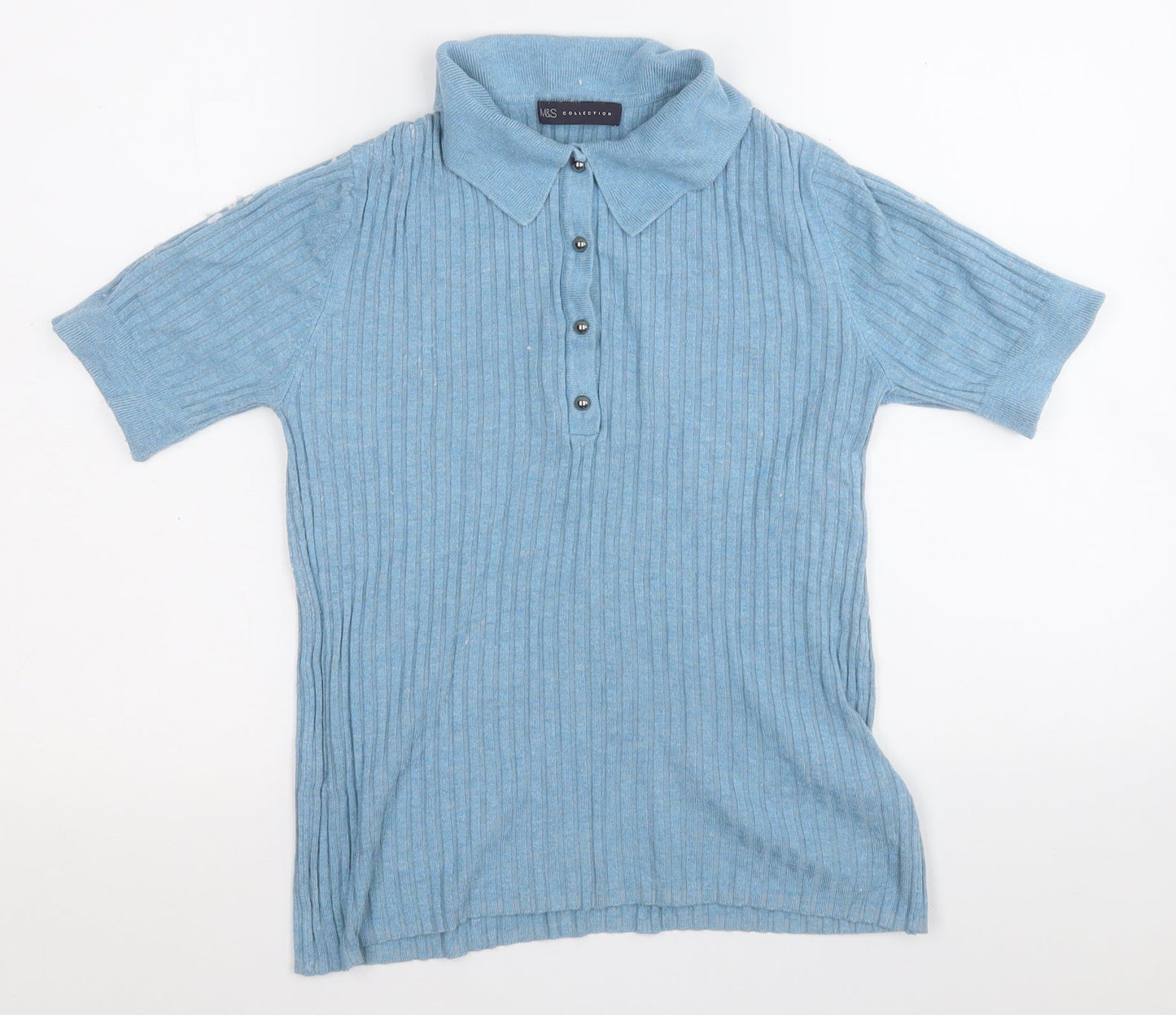 Marks and Spencer Womens Blue Round Neck  Viscose Pullover Jumper Size 12