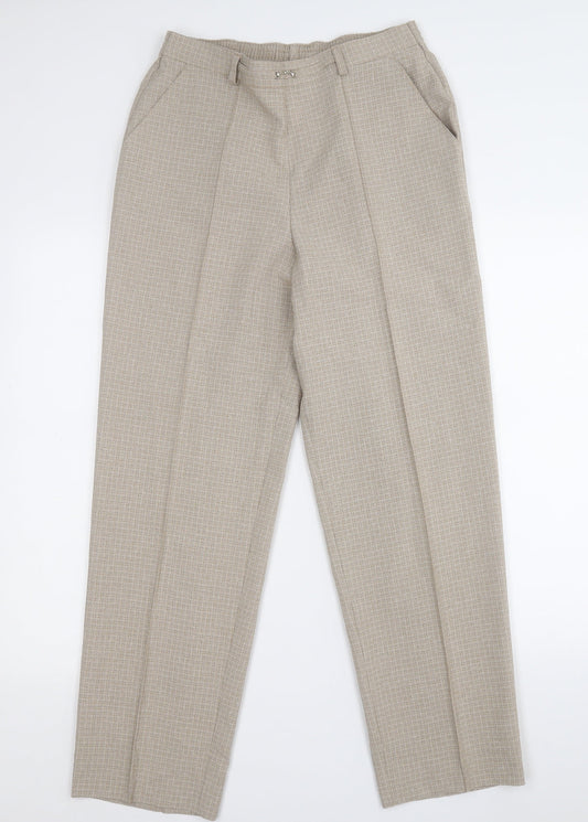 Marks and Spencer Womens Brown Plaid Polyester Dress Pants Trousers Size 10 L24 in Regular