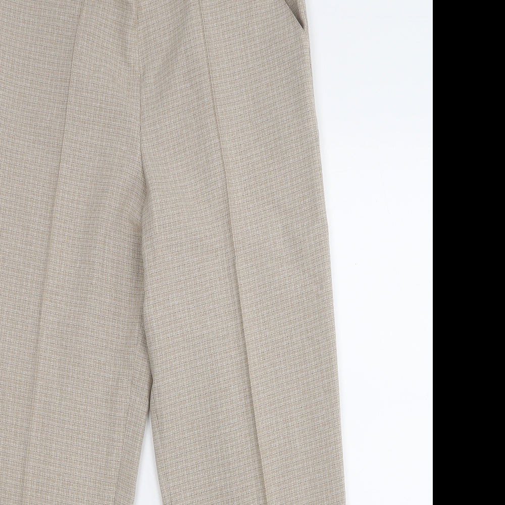 Marks and Spencer Womens Brown Plaid Polyester Dress Pants Trousers Size 10 L24 in Regular