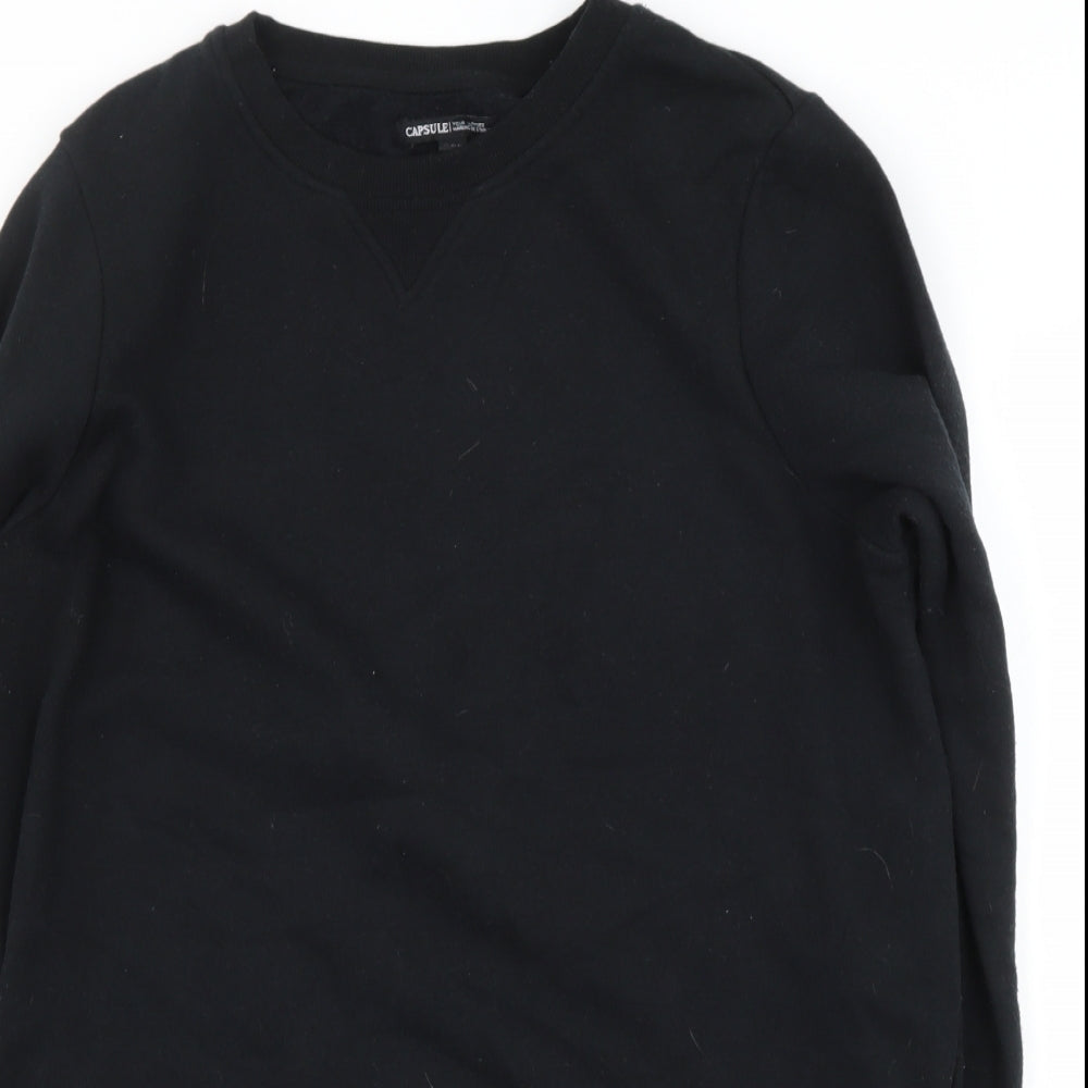 capsual Womens Black  Cotton Pullover Hoodie Size 12