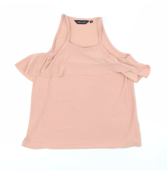 New Look Womens Pink  Polyester Basic Blouse Size 6 Halter