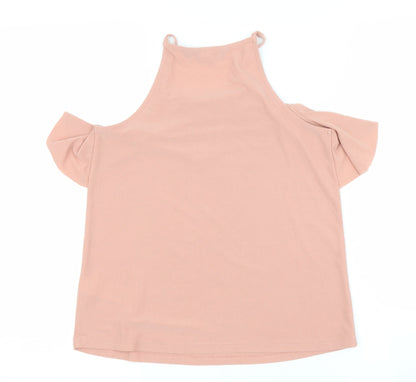 New Look Womens Pink  Polyester Basic Blouse Size 6 Halter