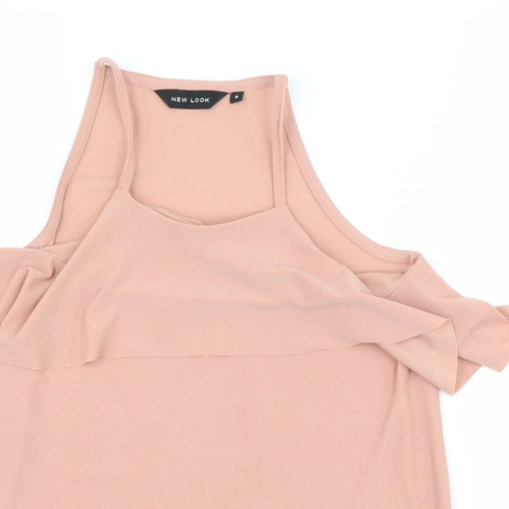 New Look Womens Pink  Polyester Basic Blouse Size 6 Halter
