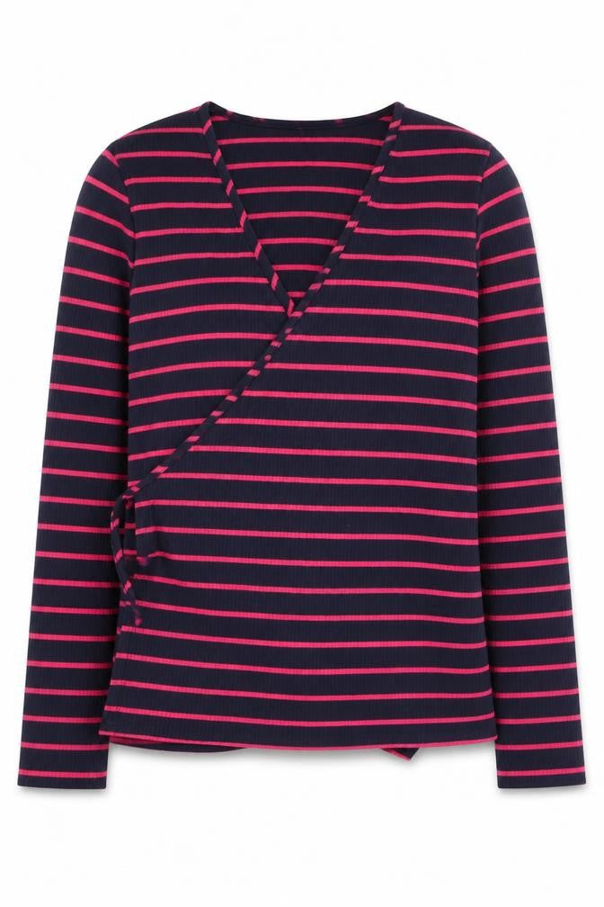 find. Womens Blue V-Neck Striped Polyester Wrap Jumper Size L