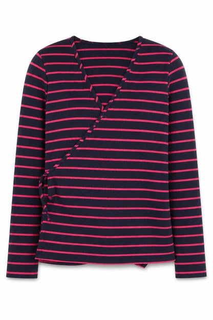 find. Womens Blue V-Neck Striped Polyester Wrap Jumper Size L