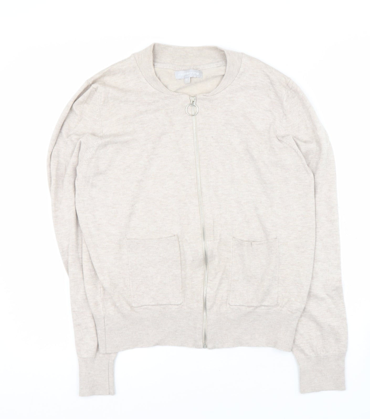 Red Herring Womens Beige Scoop Neck  Viscose Cardigan Jumper Size 14