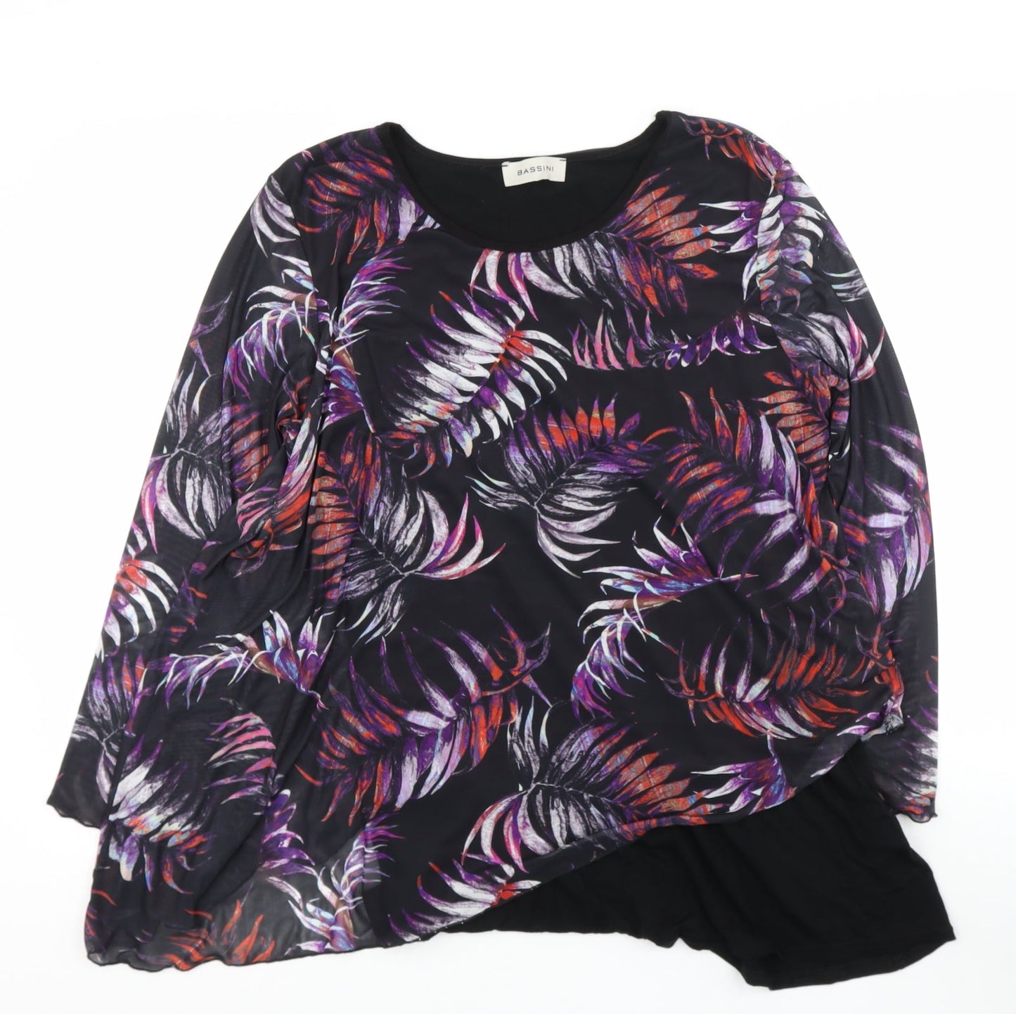 BASSINI Womens Black  Polyester Basic Blouse Size 14 Round Neck