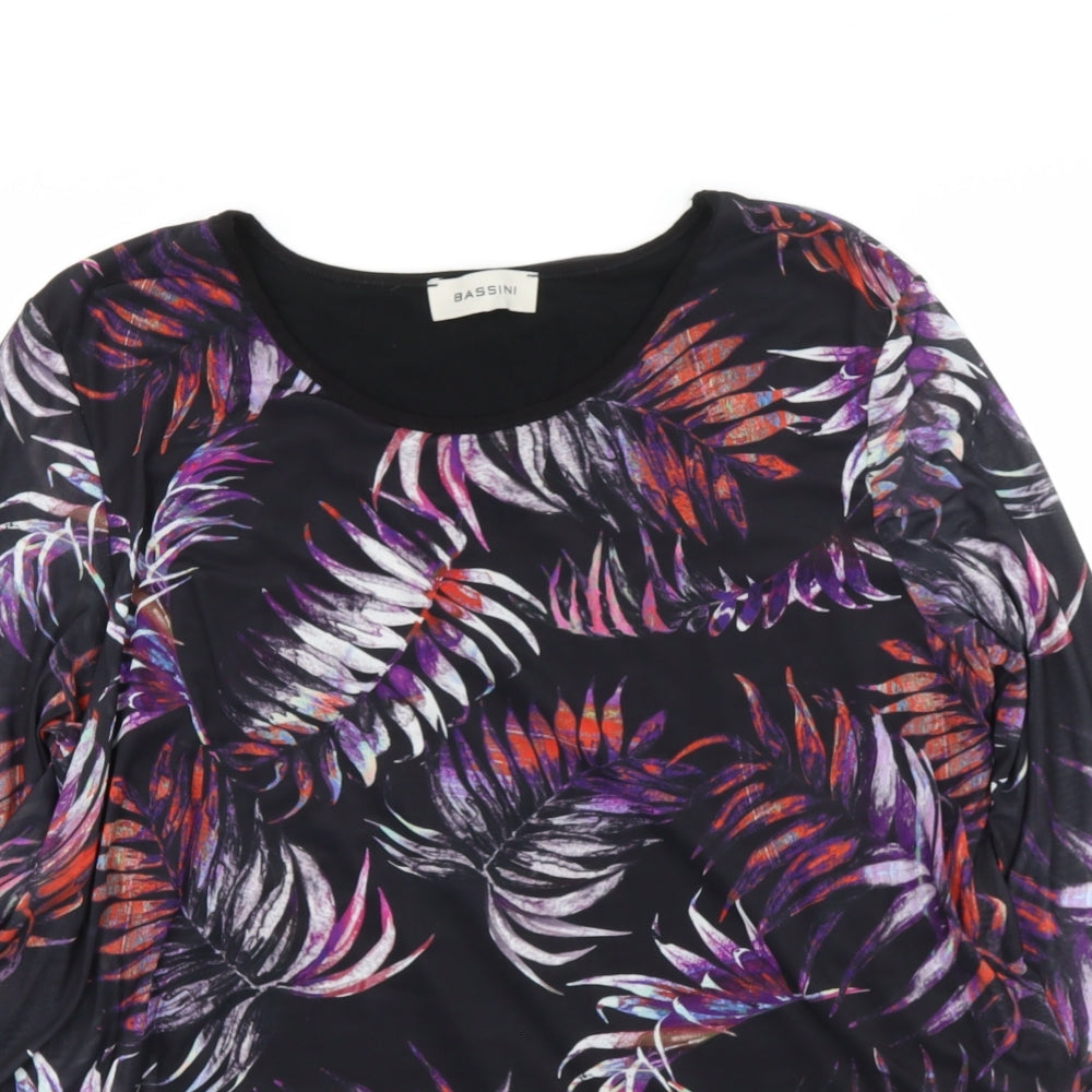 BASSINI Womens Black  Polyester Basic Blouse Size 14 Round Neck