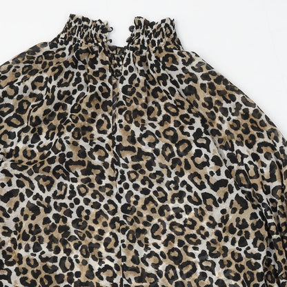 Preloved Primark Womens Multicoloured Animal Print Polyester Basic Blouse Size 10 Mock Neck - Detail