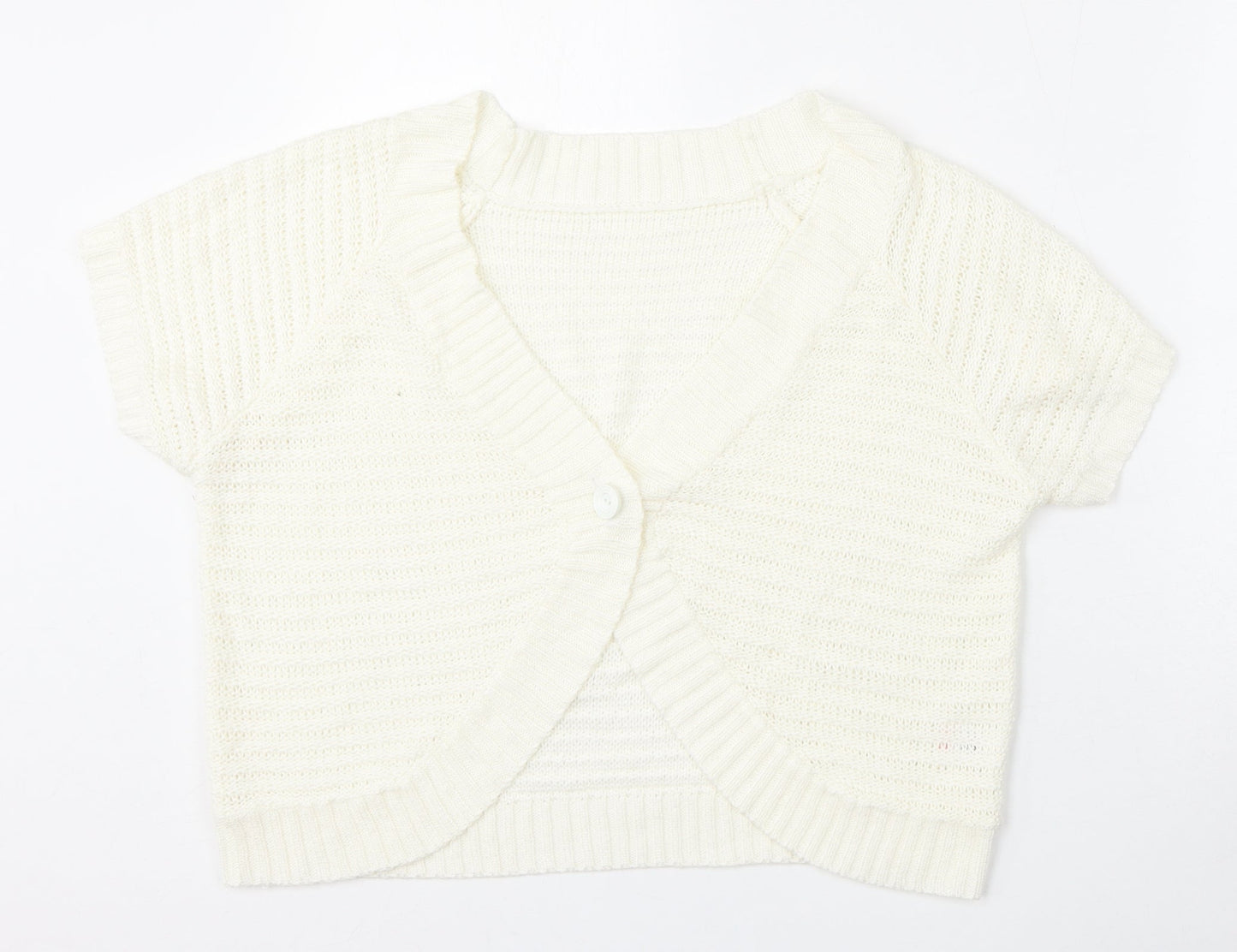 BM Womens Ivory V-Neck  Acrylic Cardigan Jumper Size L