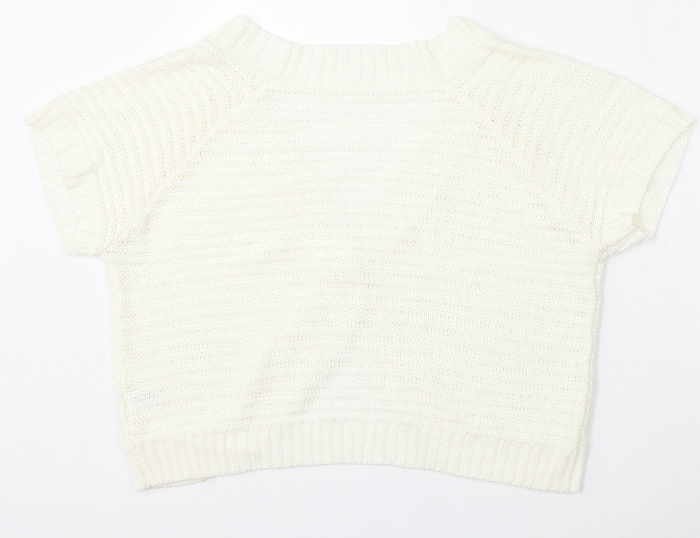 BM Womens Ivory V-Neck  Acrylic Cardigan Jumper Size L