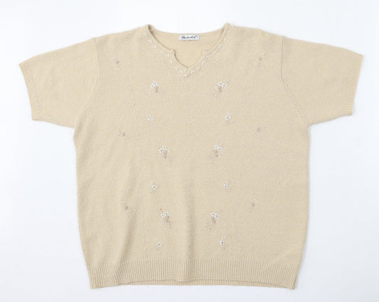 Berkertex Womens Beige Round Neck  Acrylic Pullover Jumper Size 14