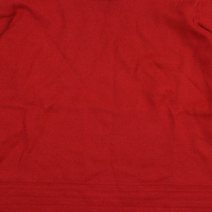 Preloved M&S Womens Red Square Neck  Acrylic Pullover Jumper Size 10 - Label