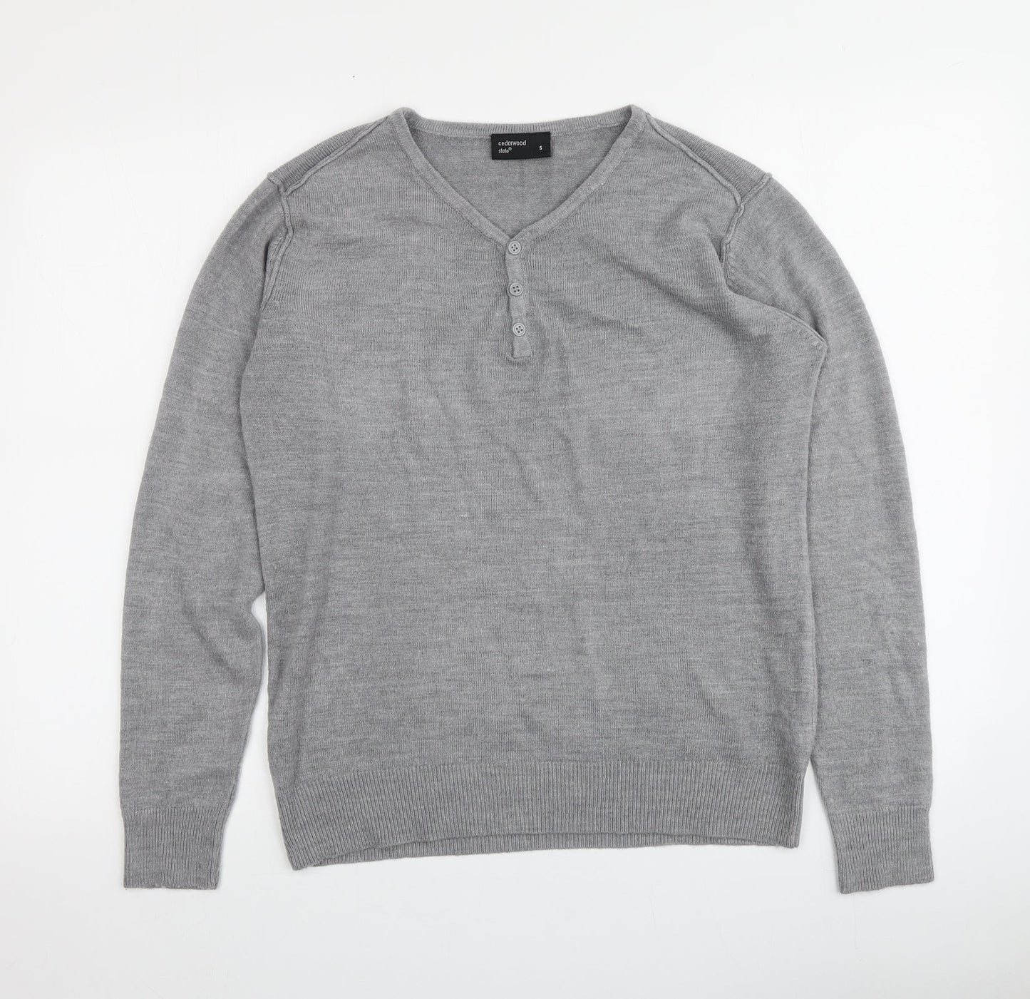 Cedarwood Womens Grey V-Neck  Acrylic Pullover Jumper Size S