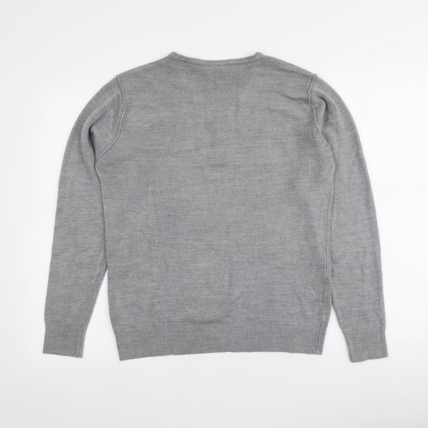 Cedarwood Womens Grey V-Neck  Acrylic Pullover Jumper Size S