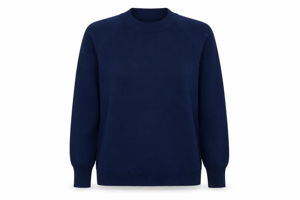 Christin Michaels Womens Blue Round Neck  Acrylic Pullover Jumper Size 40