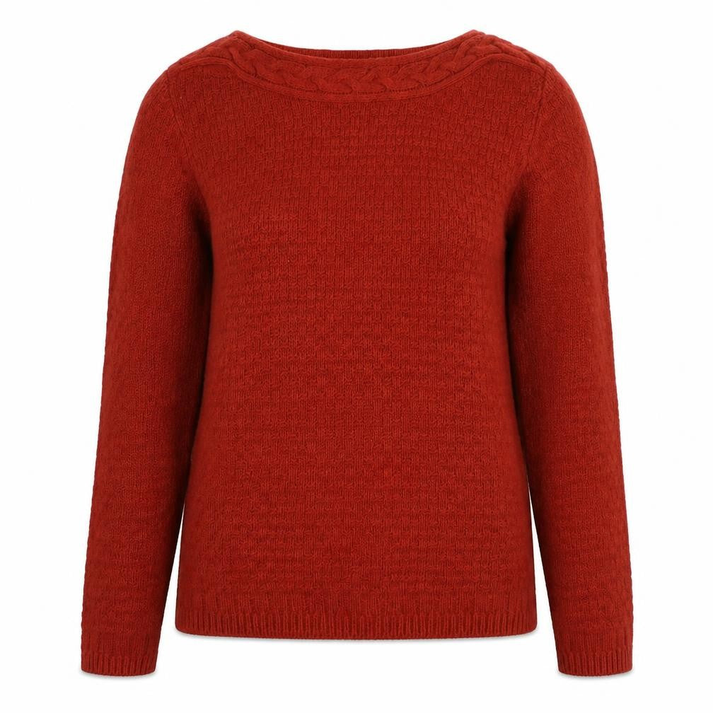 Isle Womens Red Round Neck  Acrylic Pullover Jumper Size S