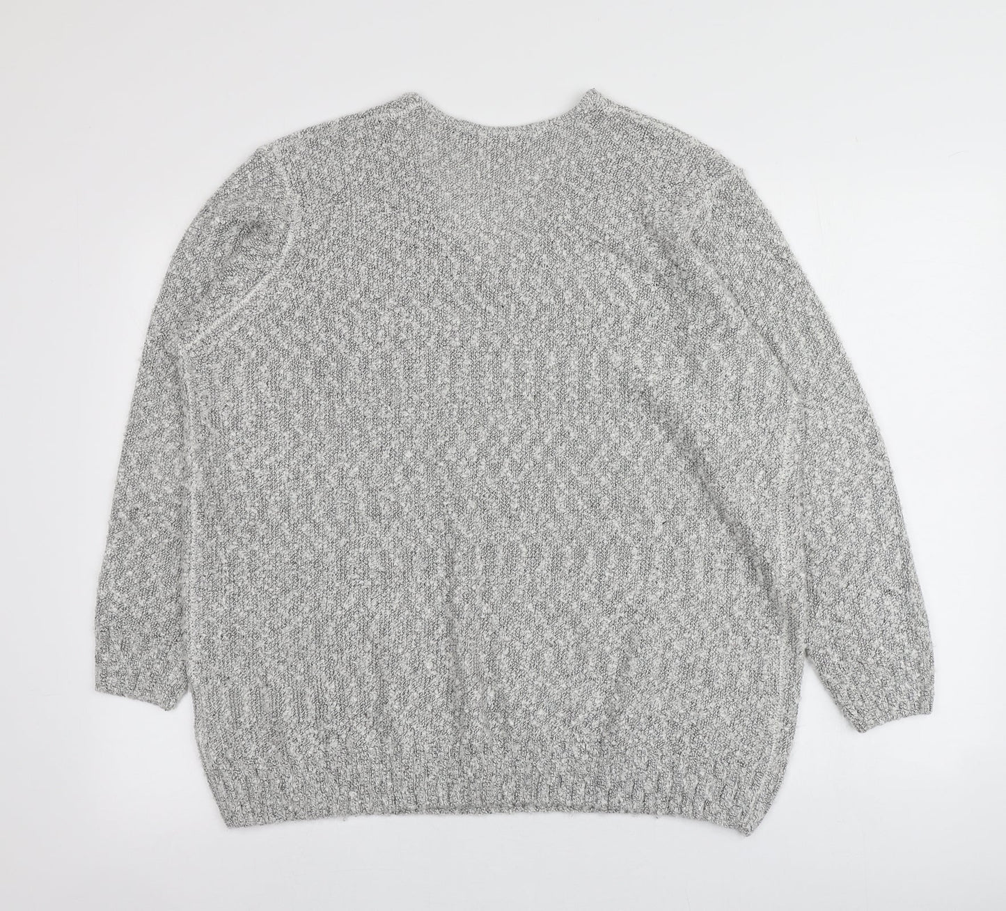 Isle Womens Grey V-Neck  Acrylic Pullover Jumper Size XL