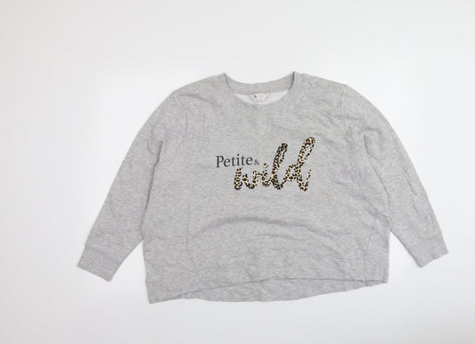 TU Womens Grey Animal Print Cotton Pullover Sweatshirt Size 20