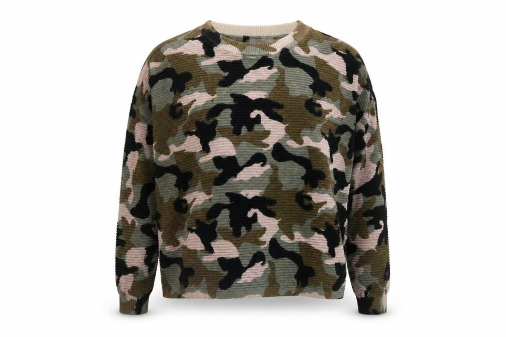 H&M Womens Multicoloured Round Neck Camouflage Cotton Pullover Jumper Size S