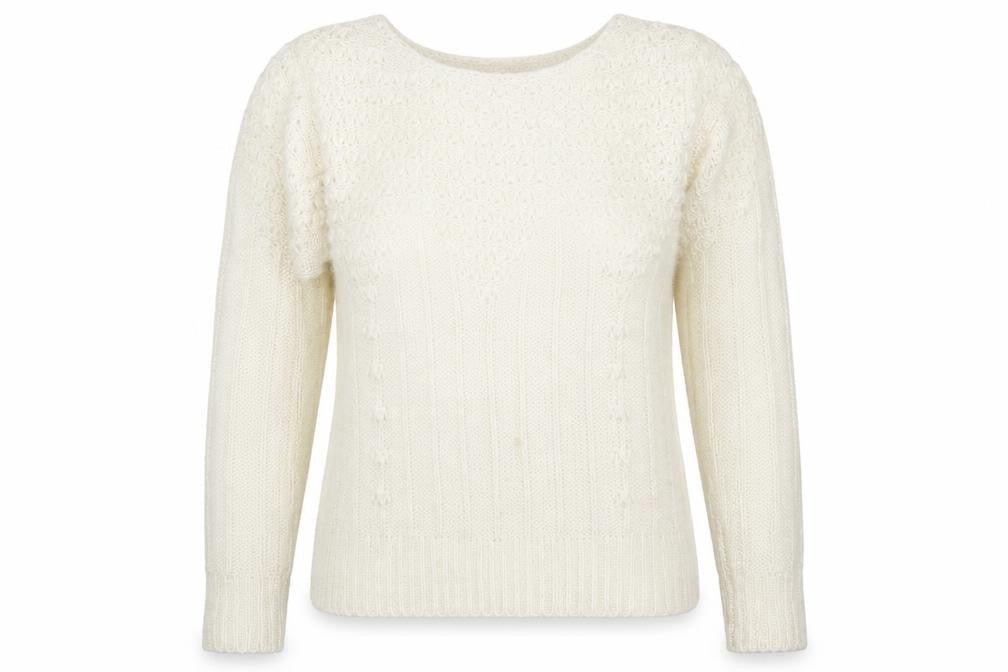 Primark Womens White Scoop Neck  Acrylic Pullover Jumper Size 8