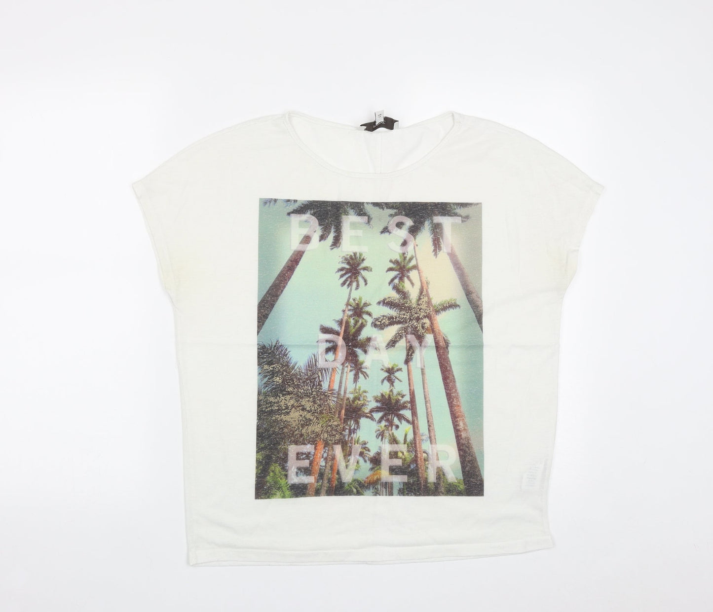NEXT Womens White  Polyester Basic T-Shirt Size 6 Round Neck