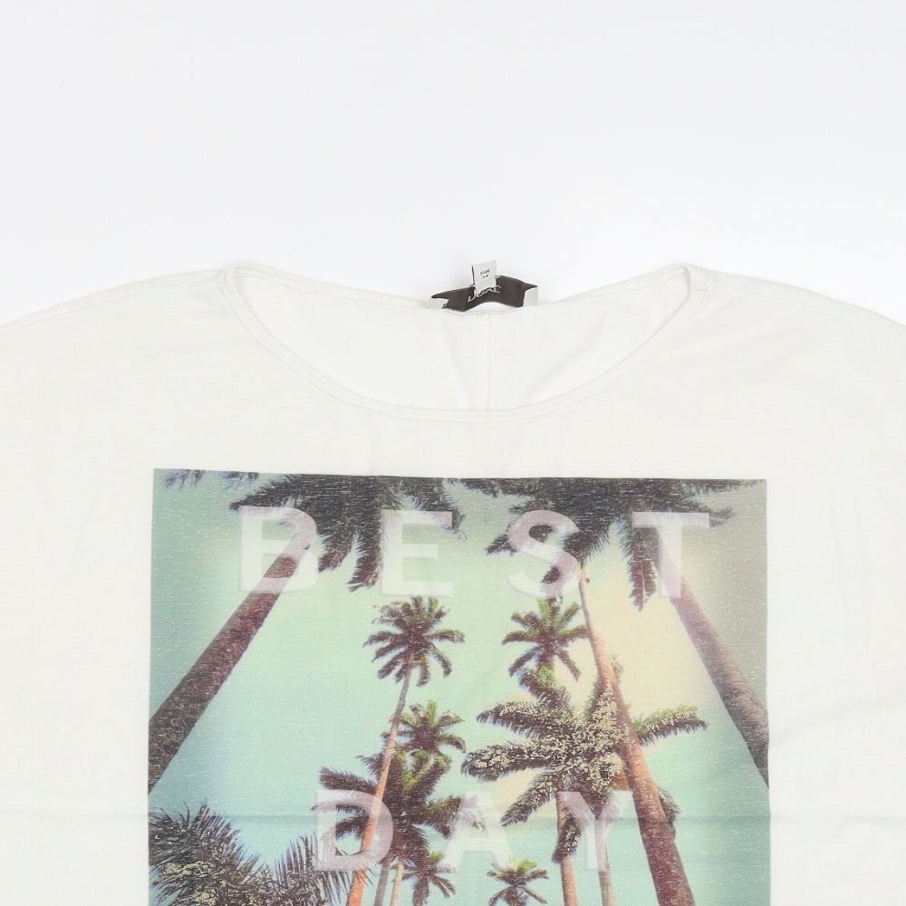 NEXT Womens White  Polyester Basic T-Shirt Size 6 Round Neck