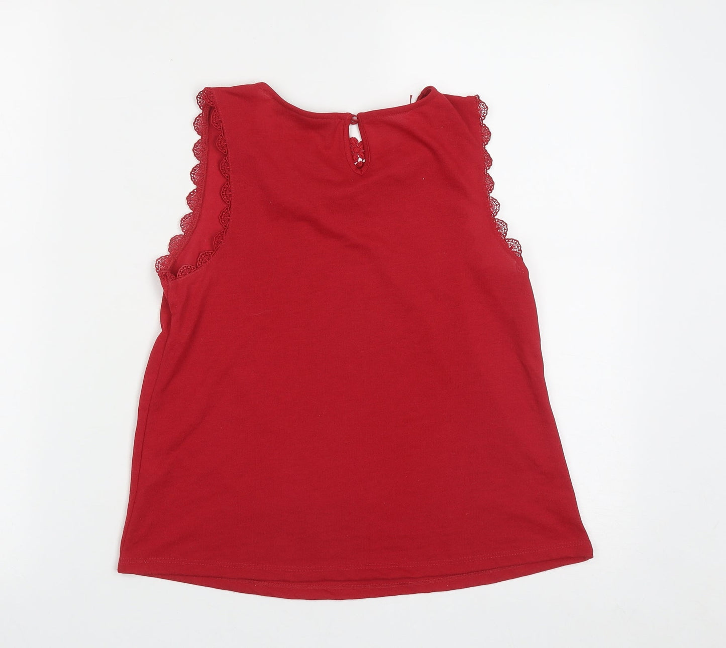 Topshop Womens Red  Polyester Basic Tank Size 6 Round Neck