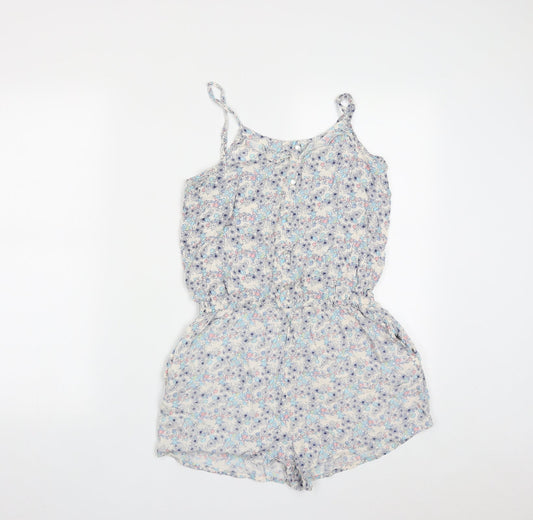 New Look Girls Multicoloured Floral Viscose Leotard One-Piece Size 13 Years  Button