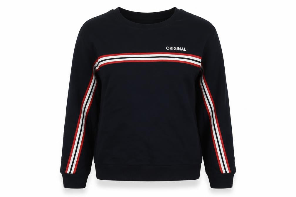 H&M Womens Blue Striped Cotton Pullover Sweatshirt Size XS