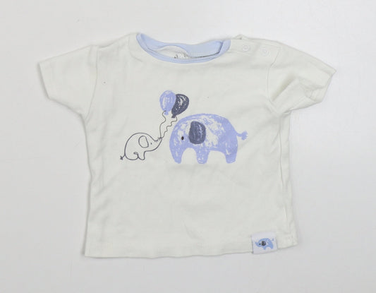 Watch Me Grow Baby White  100% Cotton Basic T-Shirt Size 3-6 Months Round Neck Button