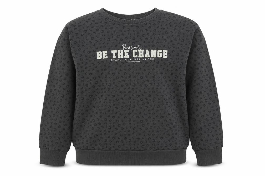 Primark Girls Grey Animal Print Cotton Pullover Sweatshirt Size 10-11 Years  Pullover