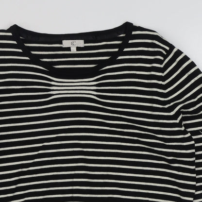 Country Casuals Womens Black Boat Neck Striped Viscose Pullover Jumper Size L