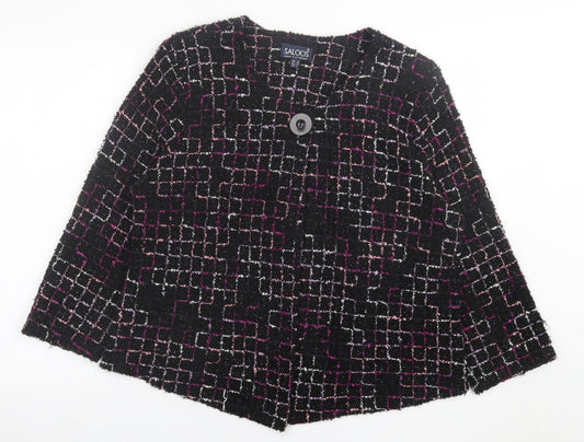 Saloos Womens Purple V-Neck Geometric Acrylic Cardigan Jumper Size 16