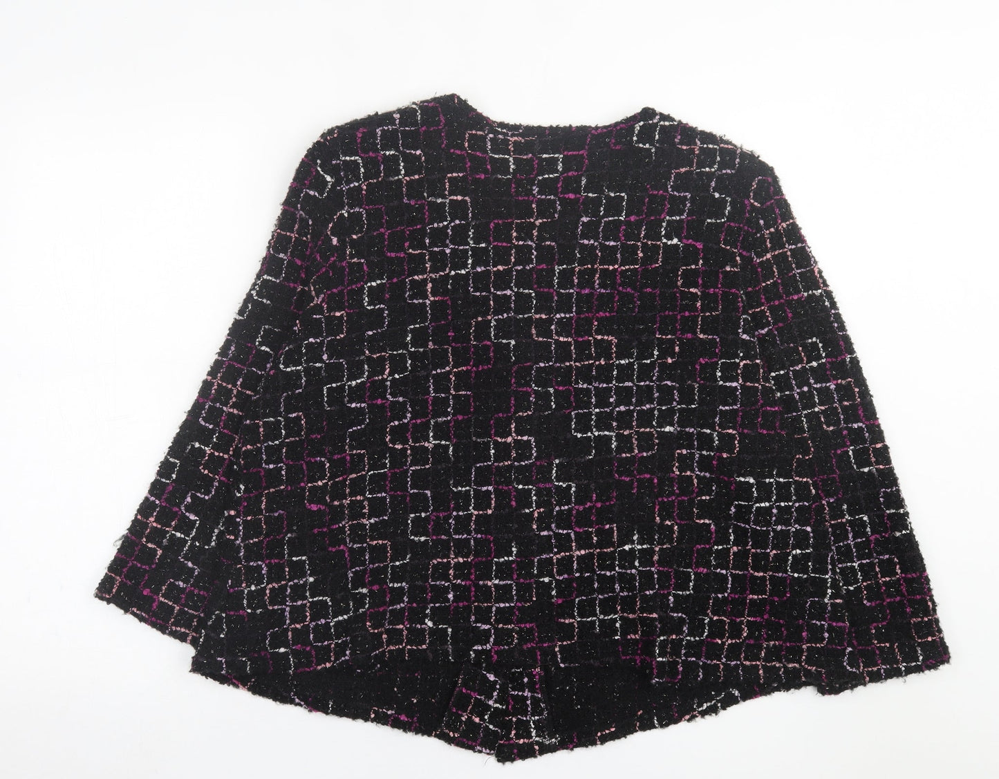 Saloos Womens Purple V-Neck Geometric Acrylic Cardigan Jumper Size 16
