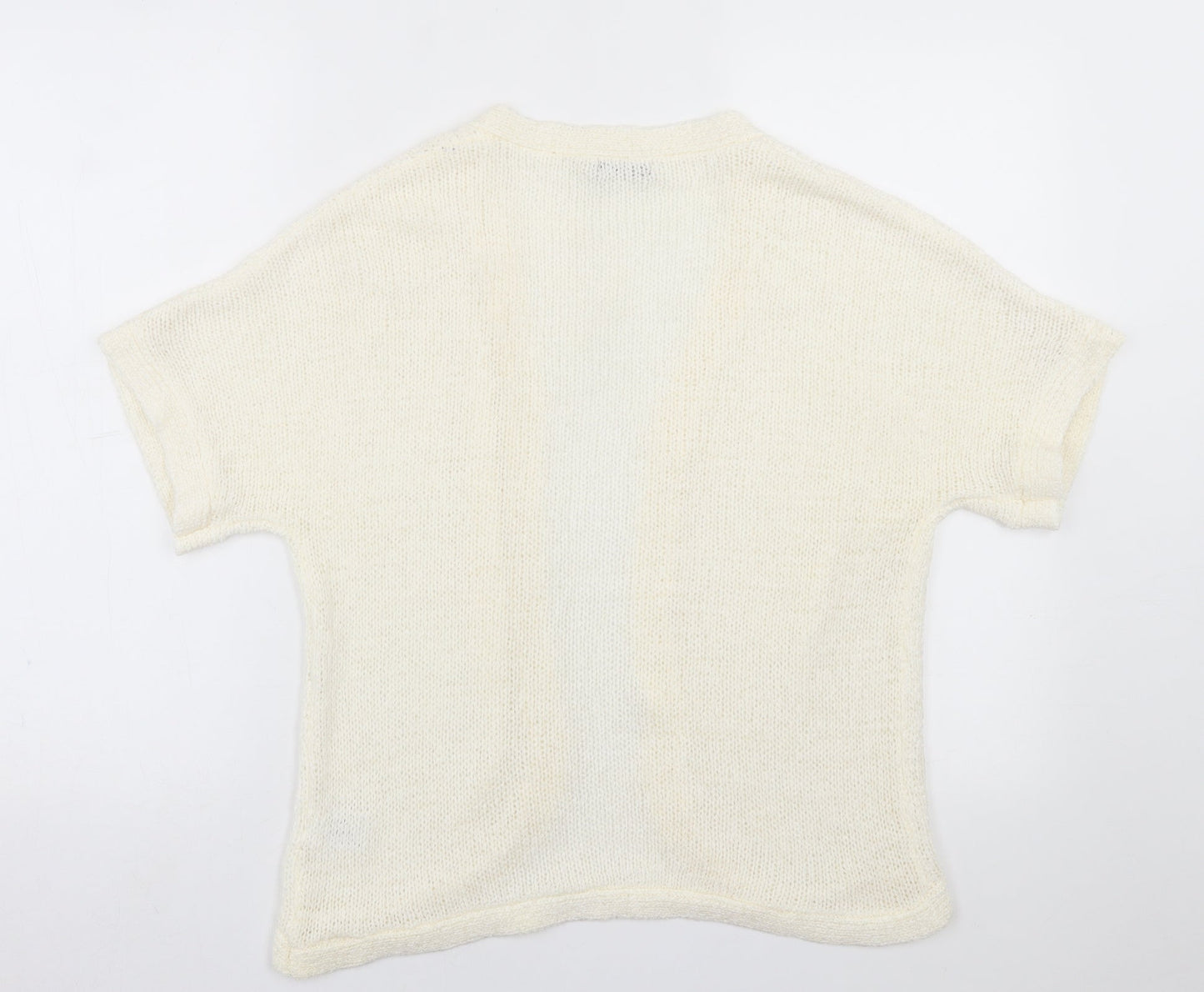 Roman Womens Ivory V-Neck  Acrylic Cardigan Jumper Size 14